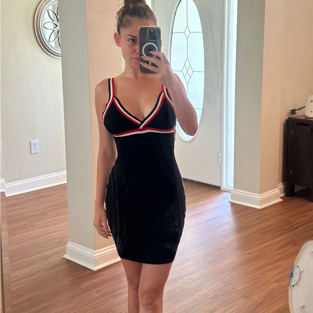 Black red white dress